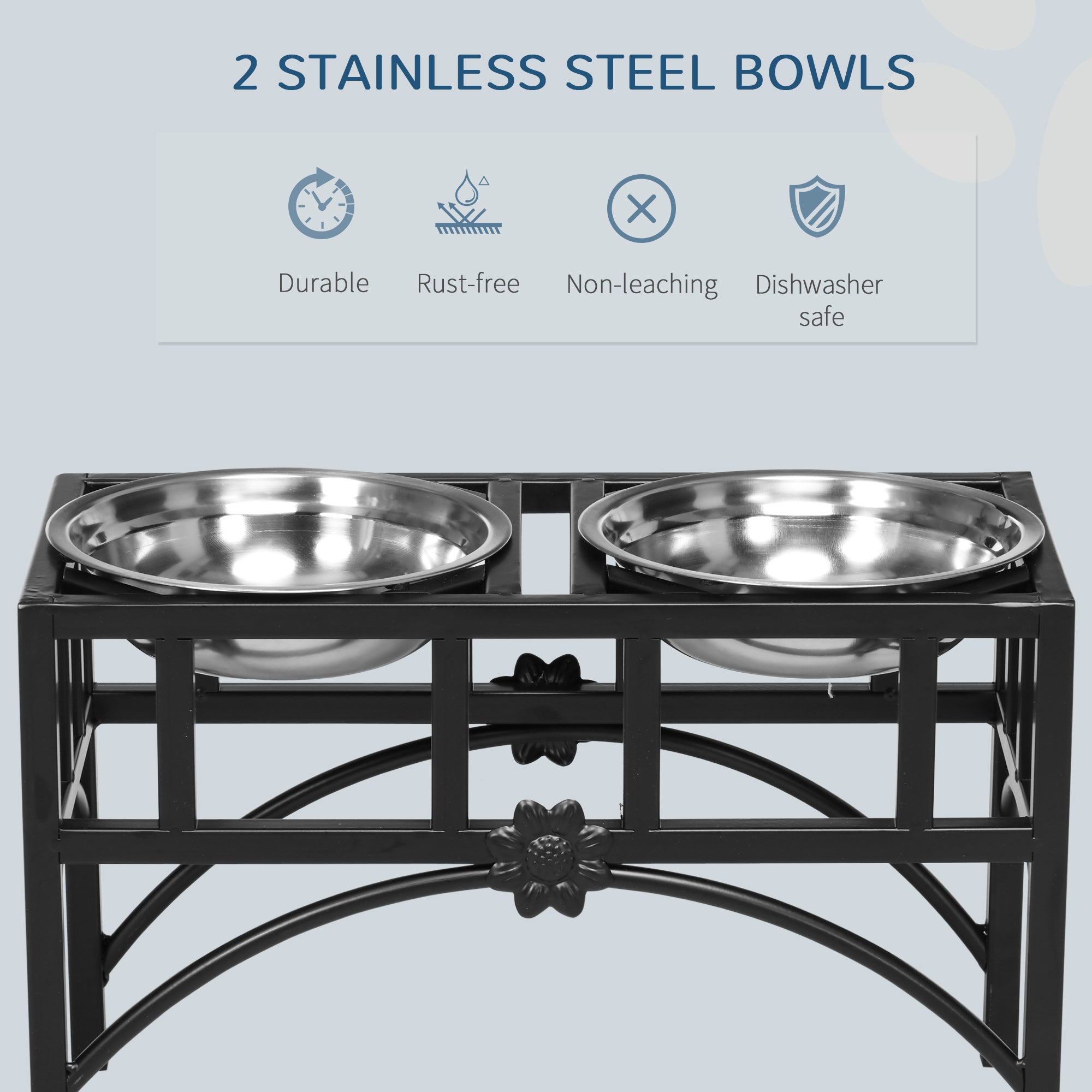 PawHut Double Stainless Steel Heavy Duty Dog Food