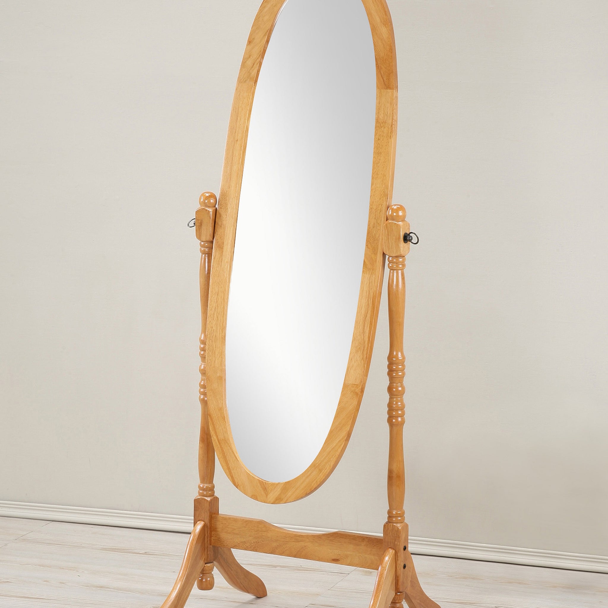 Traditional Queen Anna Style Wood Floor Cheval Mirror, Oak Finish Oak Wood