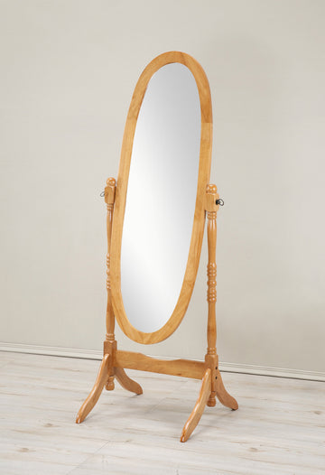 Traditional Queen Anna Style Wood Floor Cheval Mirror, Oak Finish Oak Wood