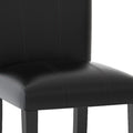 25 Inch Wood Side Chair, Curved Design, Black Vegan Faux Leather, Set Of 2 Black Wood Fabric