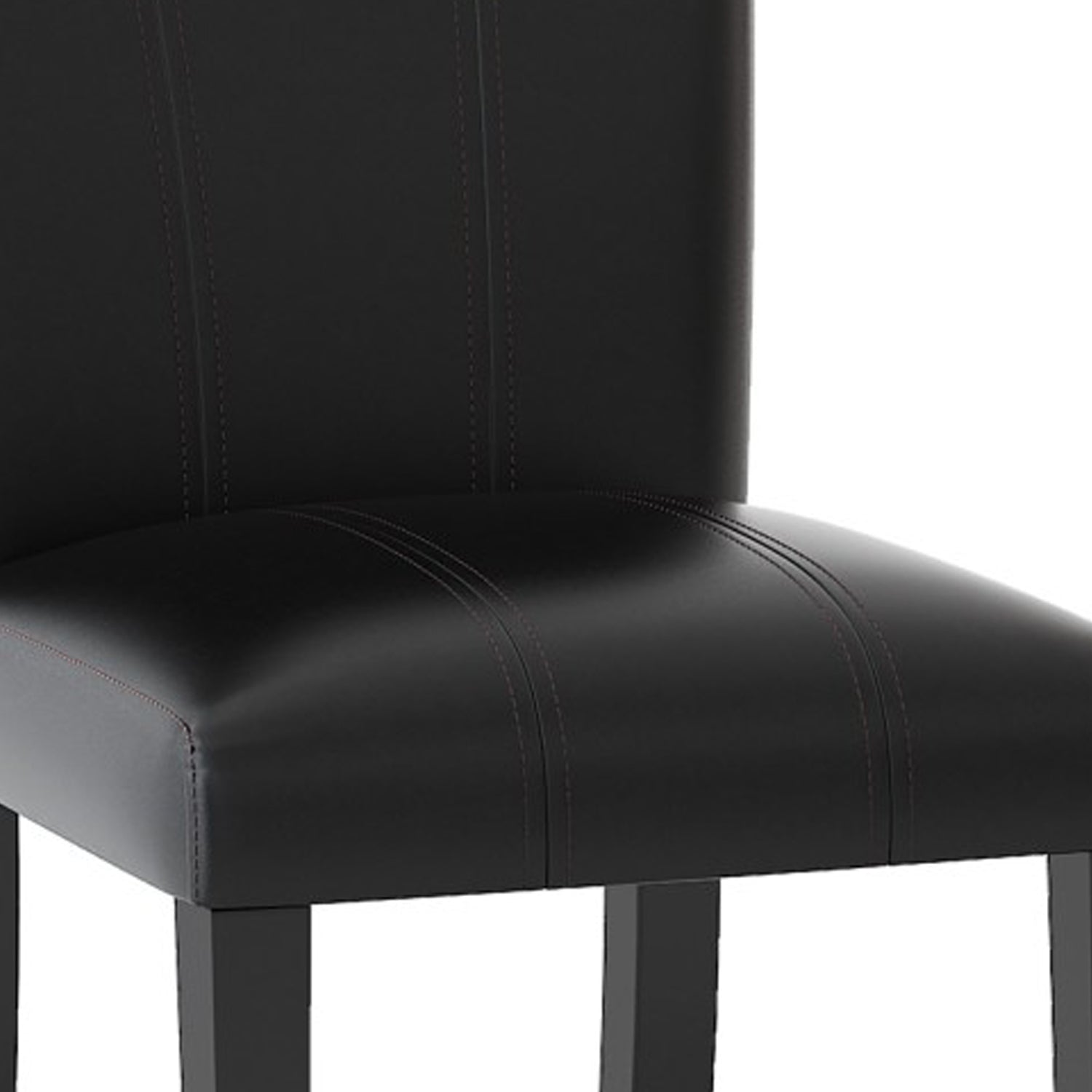 25 Inch Wood Side Chair, Curved Design, Black Vegan Faux Leather, Set Of 2 Black Wood Fabric