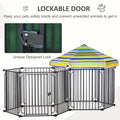 Pawhut Dog Playpen With Door & Removable Cover For Small & Most Medium Sized Dogs Indoor & Outdoor Use, 47