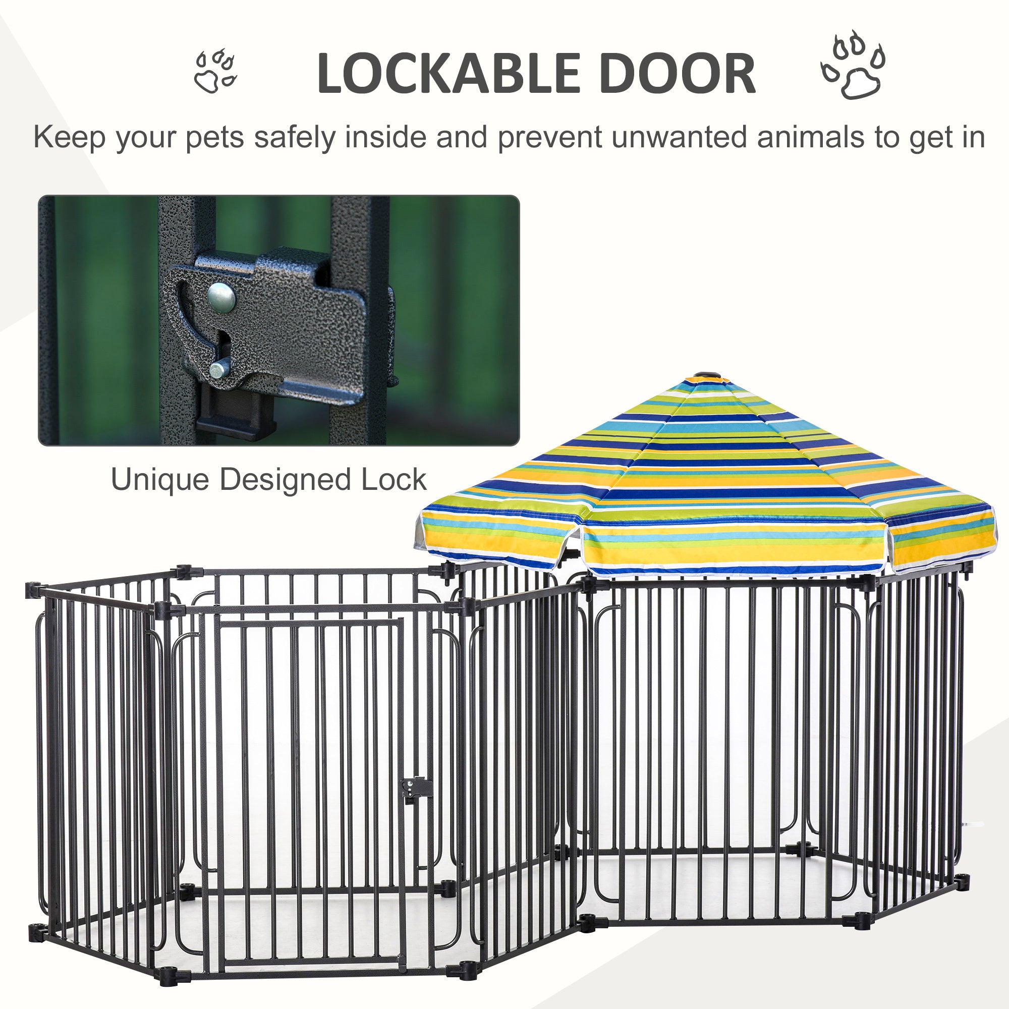 PawHut Dog Playpen with Door & Removable Cover