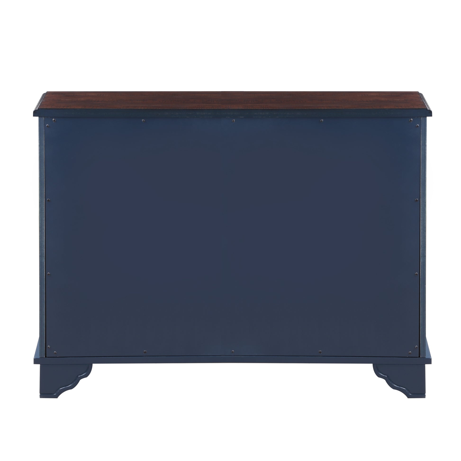 40" Console Table With Storage Shelf, Retro Entryway Table With Adjustable Storage Shelf, Sofa Couch Table For Hallway, Entry Way, Living Room, Foyer, Navy Blue And Brown Top Navy Blue Pine