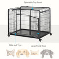 Pawhut Folding Design Heavy Duty Metal Dog Cage Crate & Kennel With Removable Tray And Cover, & 4 Locking Wheels, Indoor Outdoor 43