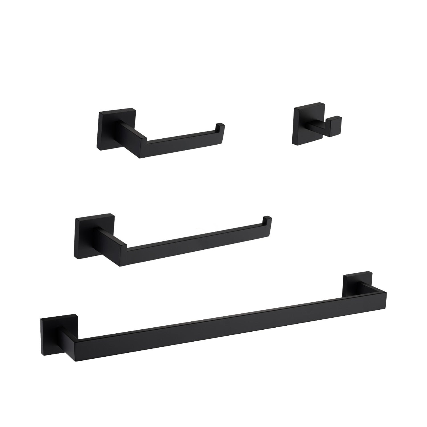 4 Piece Bathroom Hardware Set matte black-stainless steel