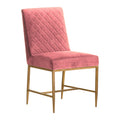 Memphis Pink Velvet And Antique Brass Accent Dining Chair Set Of 2 Pink Metal & Wood