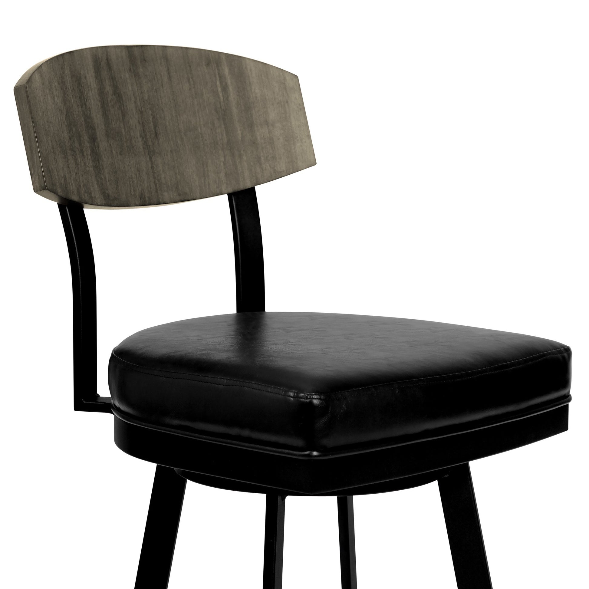 26 Inch Metal Andswivel Barstool, Black Black Leather