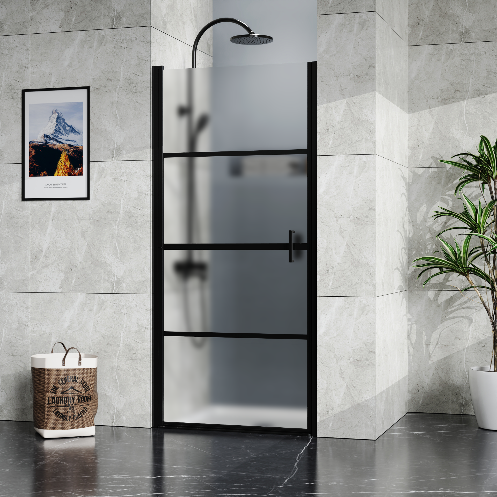 Goodyo Framed Hinged Shower Door,34"X72" Swing