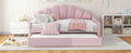 Full Size Upholstery Daybed Frame With Shall Shaped Backrest And Trundle,Pink Full Pink Upholstered