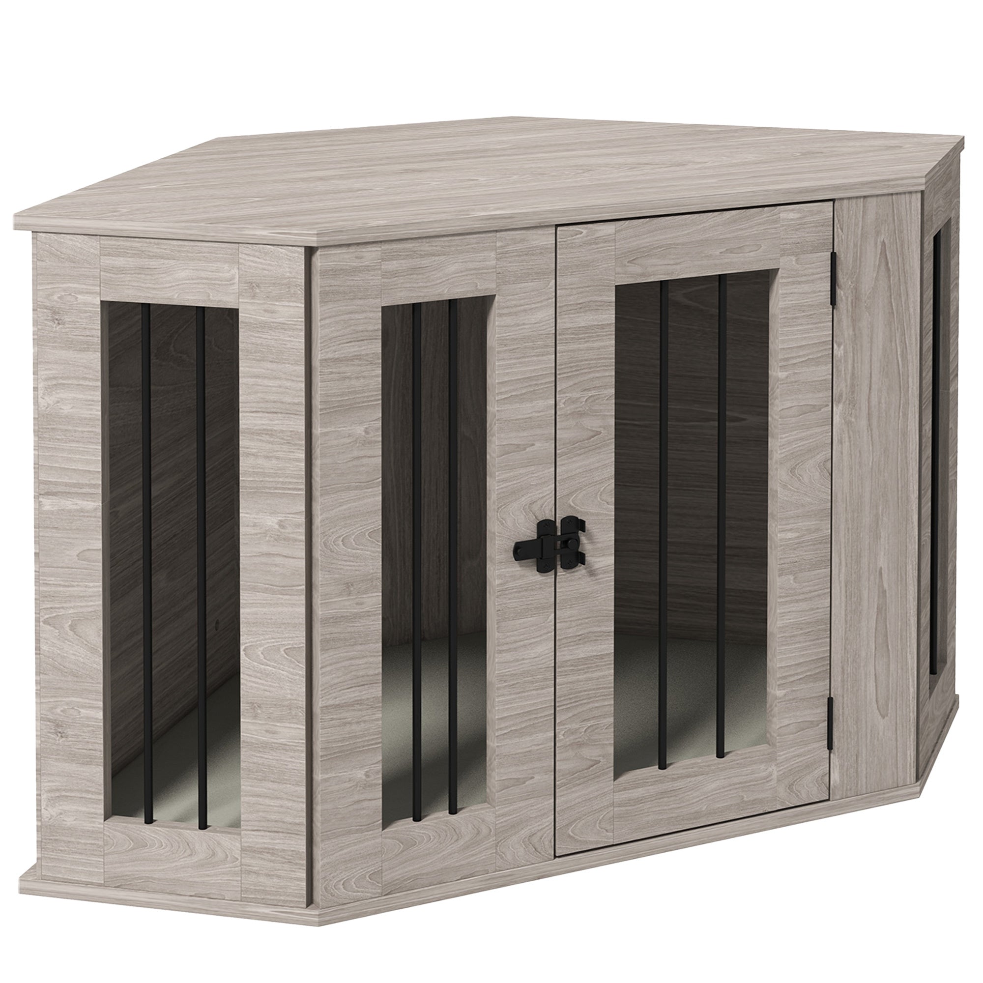 PawHut Corner Dog Crate Furniture, End Table Dog brown-steel