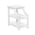 23 Inches Wooden End Table With 2 Slatted Shelves, White White Mdf