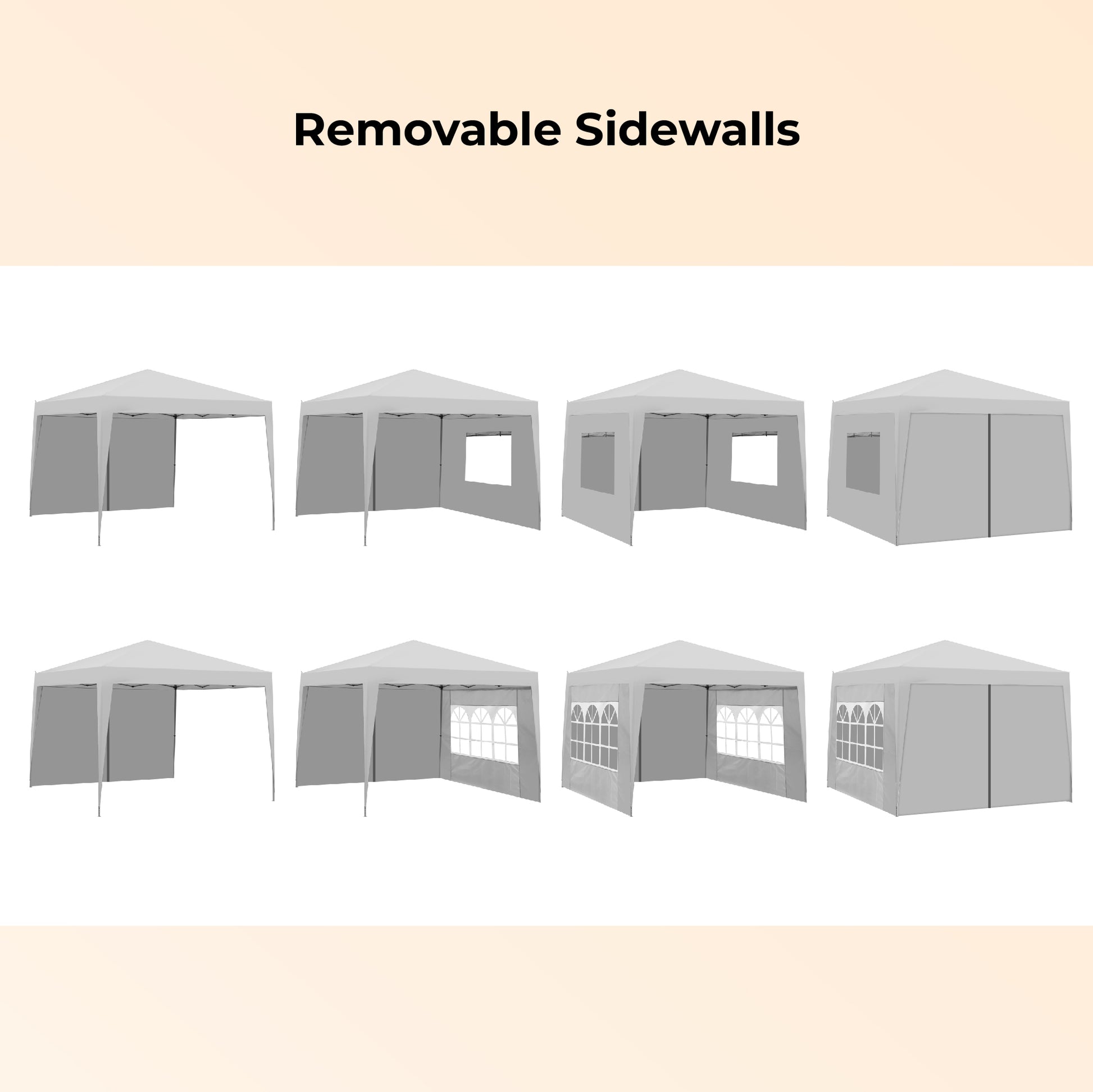 Outdoor 10X 10Ft Pop Up Gazebo Canopy Tent With Removable Sidewall With Zipper,2Pcs Sidewall With Mosquito Netting,With 4Pcs Weight Sand Bag,With Carry Bag White White Metal