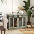 Pawhut Dog Crate Furniture With Divider, Dog Crate End Table For Small To Large Dogs, Large Indoor Dog Kennel With Double Doors, 47