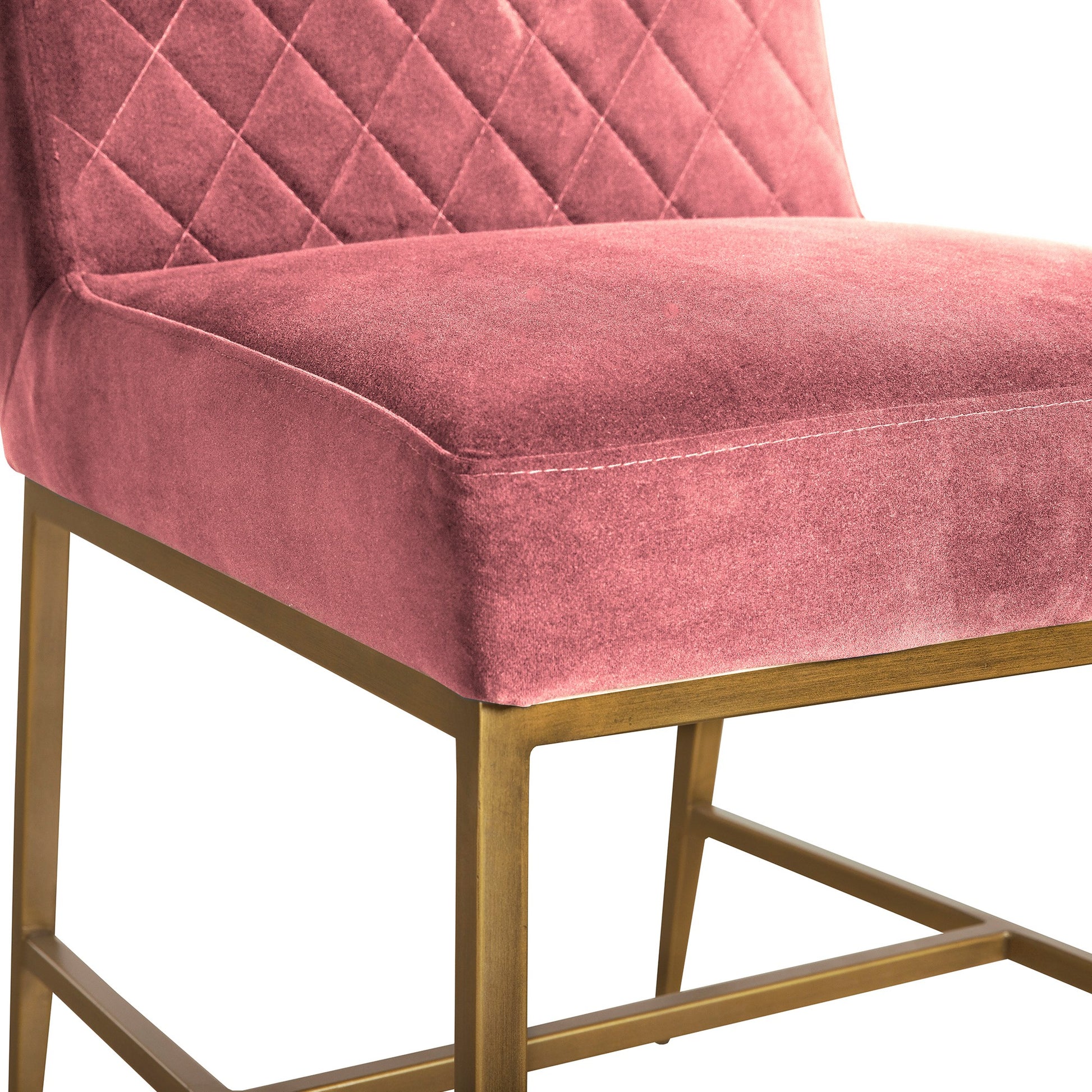 Memphis Pink Velvet And Antique Brass Accent Dining Chair Set Of 2 Pink Metal & Wood