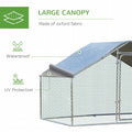 Pawhut Large Chicken Coop Metal Chicken Run With Waterproof And Anti Uv Cover, Spire Shaped Walk In Fence Cage Hen House For Outdoor And Yard Farm Use, 1.26