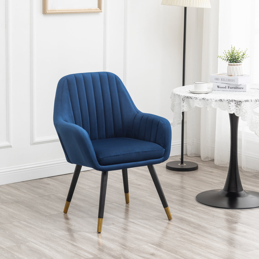 Tuchico Contemporary Velvet Upholstered Accent Chair, Blue Blue Polyester