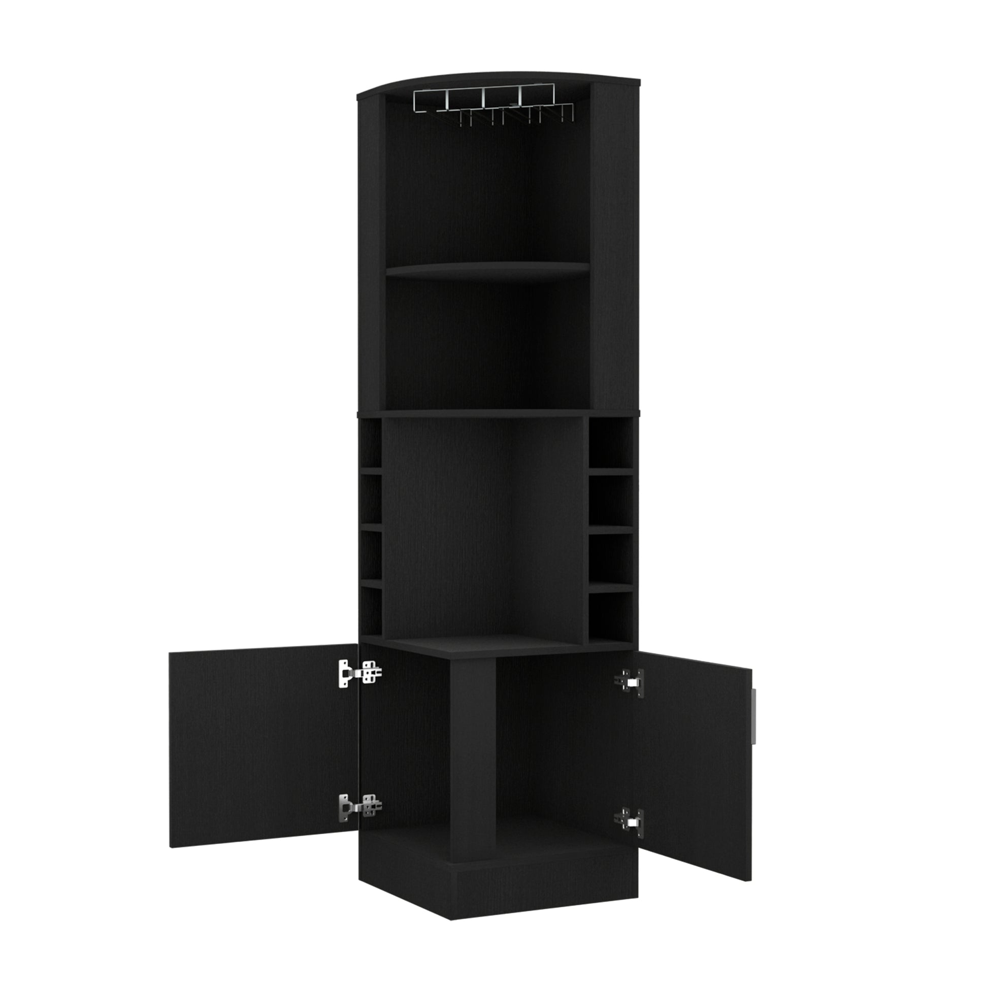 Wenzel 8 Bottle 2 Shelf Bar Cabinet Black Wengue 5 Or More Shelves Black Primary Living Space Open Storage Space Contemporary,Modern Particle Board