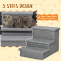 Pawhut 3 Steps Pet Stairs With Storage, Dog Steps For Couch, Bed, Pet Steps For Injured Pet, Older Pets, Small Cats, Gray Gray Mdf