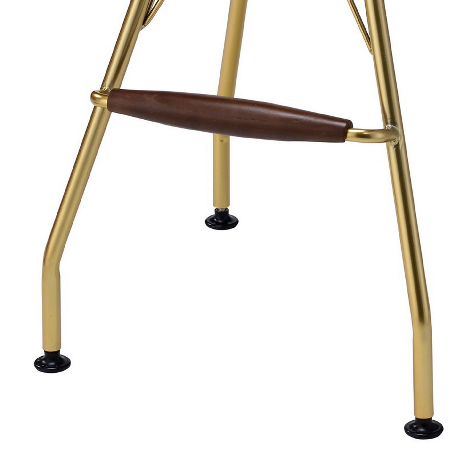 Metal Backless Barstool With Flared Legs And Braces Support, Set Of 2, Gold Gold Fabric Metal