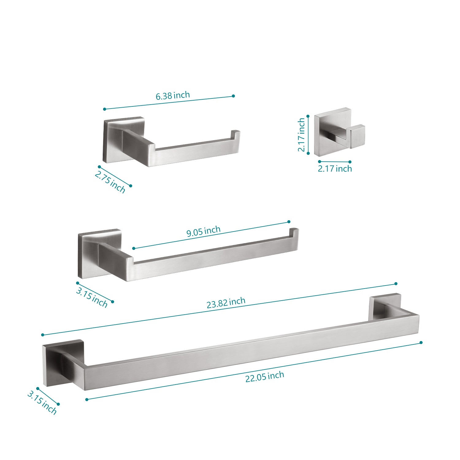 4 Piece Bathroom Hardware Set brushed nickel-stainless steel