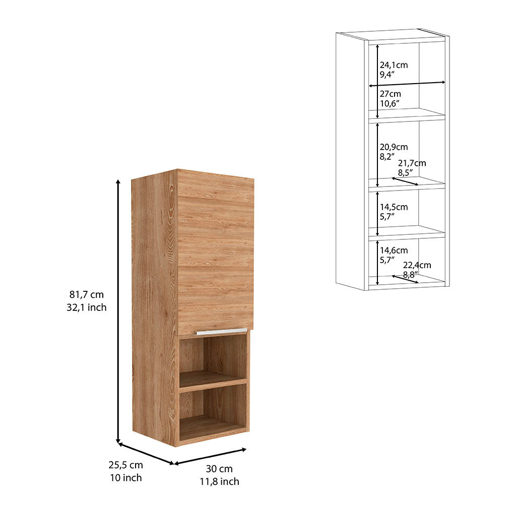 Medicine 32H" Single Door Cabinet, Two Interior beige-particle board-particle board