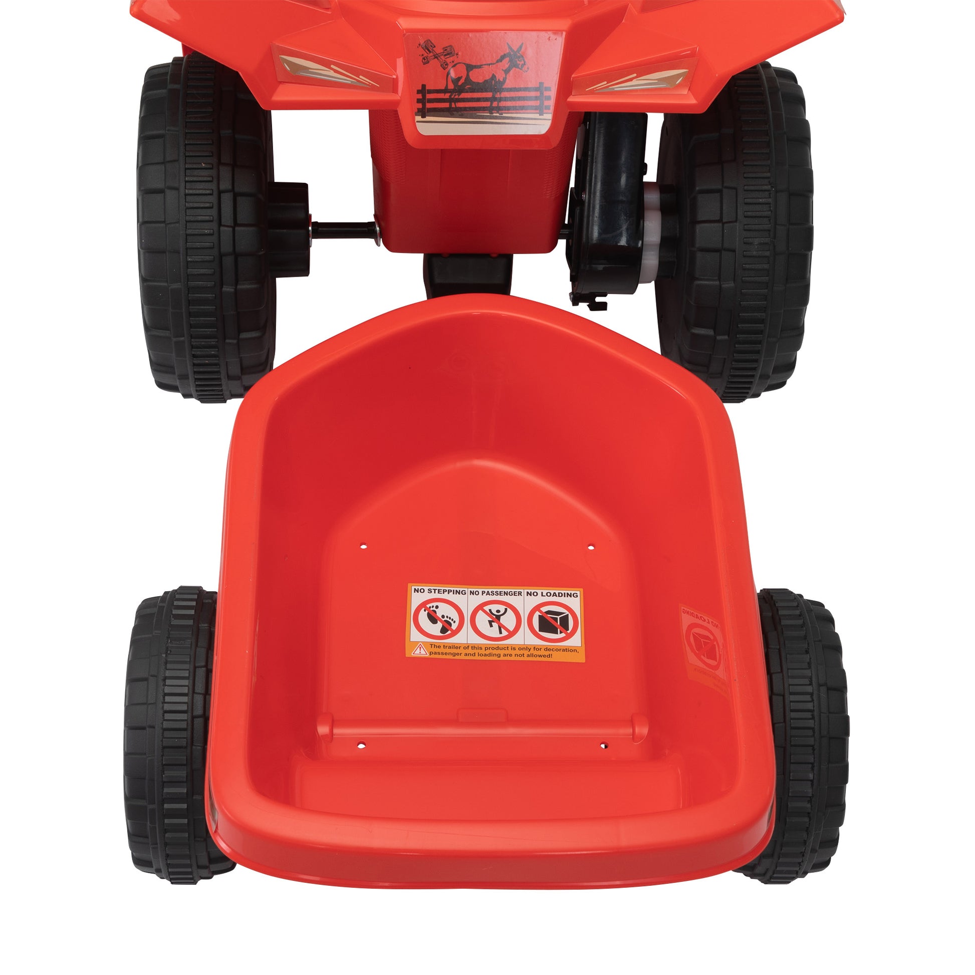 6V Kids Electric Atv, Toddler Ride On Car With Trailer, Music, Bluetooth And Power Display For Boys And Girls, Red White Polypropylene