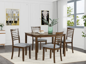 5 Piece Modern Dining Set, Rectangular Wooden Dining Table With 4 Upholstered Chairs For Kitchen, Dining Room, Walnut Wood Walnut Seats 4 Wood Dining Room Acacia 4 Leg Rectangular Dining Table With Chair Acacia Wood