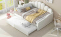 Full Size Upholstery Daybed Frame With Shall Shaped Backrest And Trundle,White Full White Solid Wood Mdf