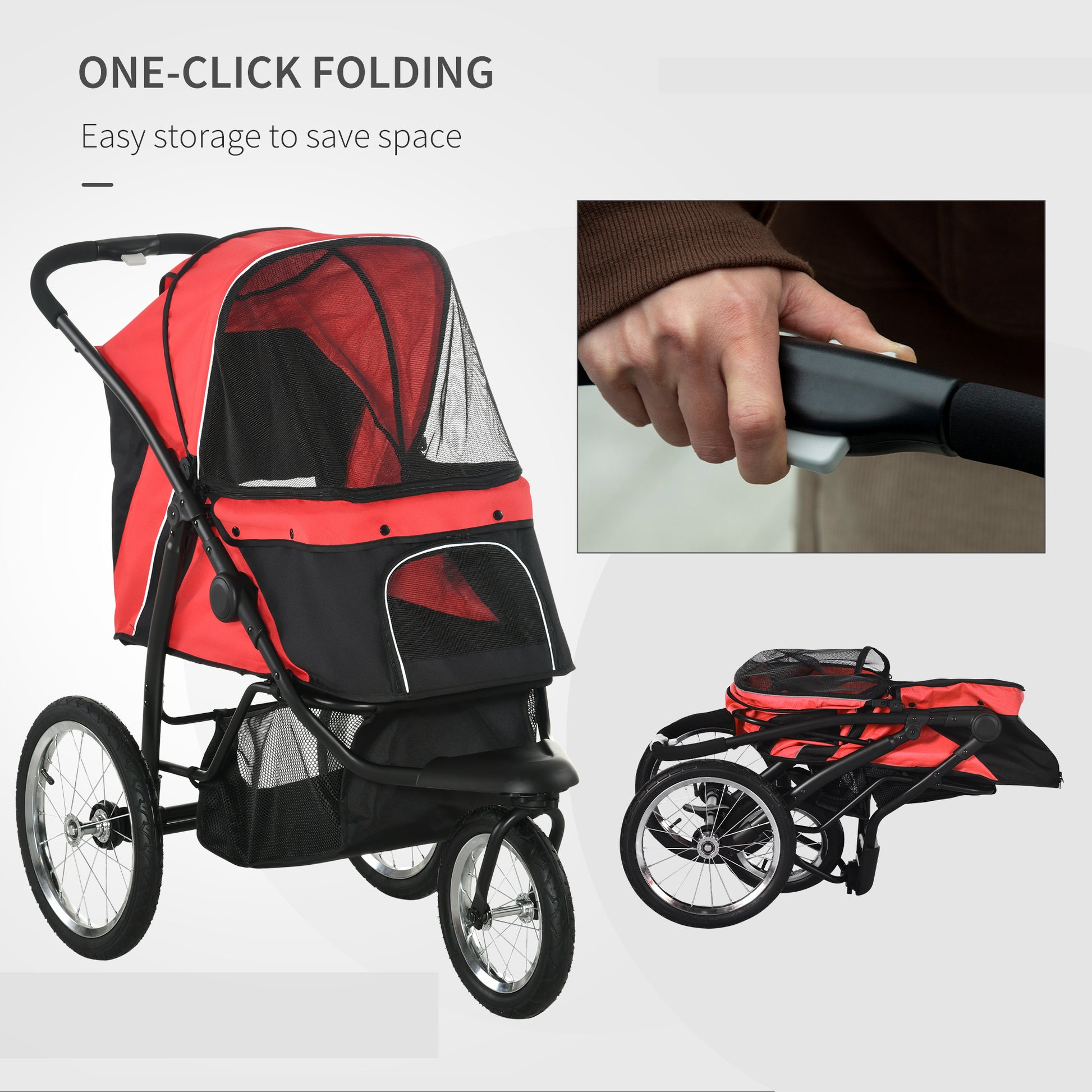 pawhut dog stroller reviews Pawhut Pet Stroller For Small And Medium Dogs, 3 Big Wheels Foldable C
