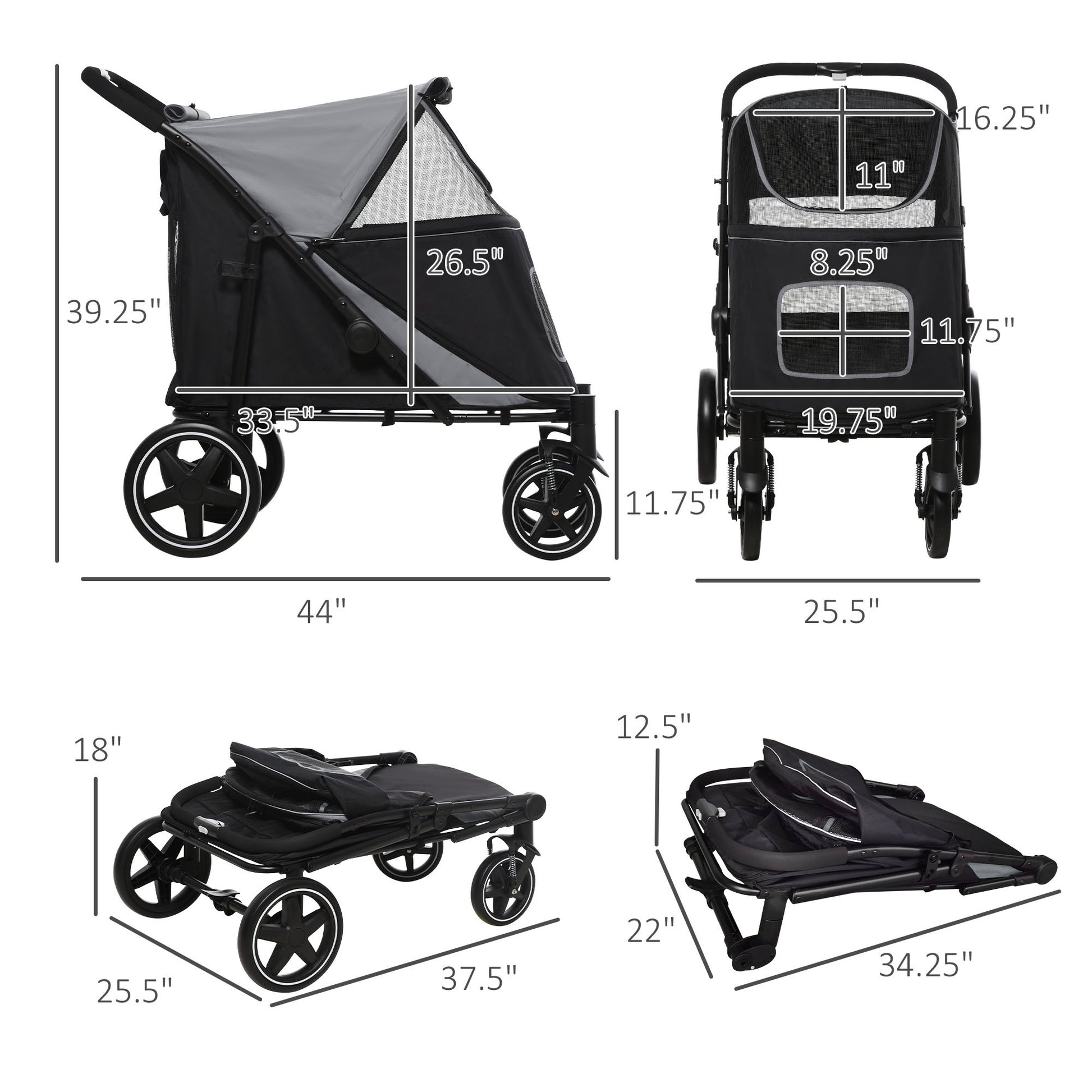 pawhut foldable dog stroller Pawhut One Click Foldable Doggy Stroller For Medium Large Dogs, Pet St