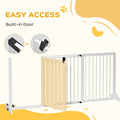 Pawhut Adjustable Wooden Pet Gate, Freestanding Dog Fence For Doorway, Hall, 3 Panels W Safety Barrier, Lockable Door, White, 44.5