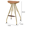 Metal Backless Barstool With Flared Legs And Braces Support, Set Of 2, Gold Gold Fabric Metal