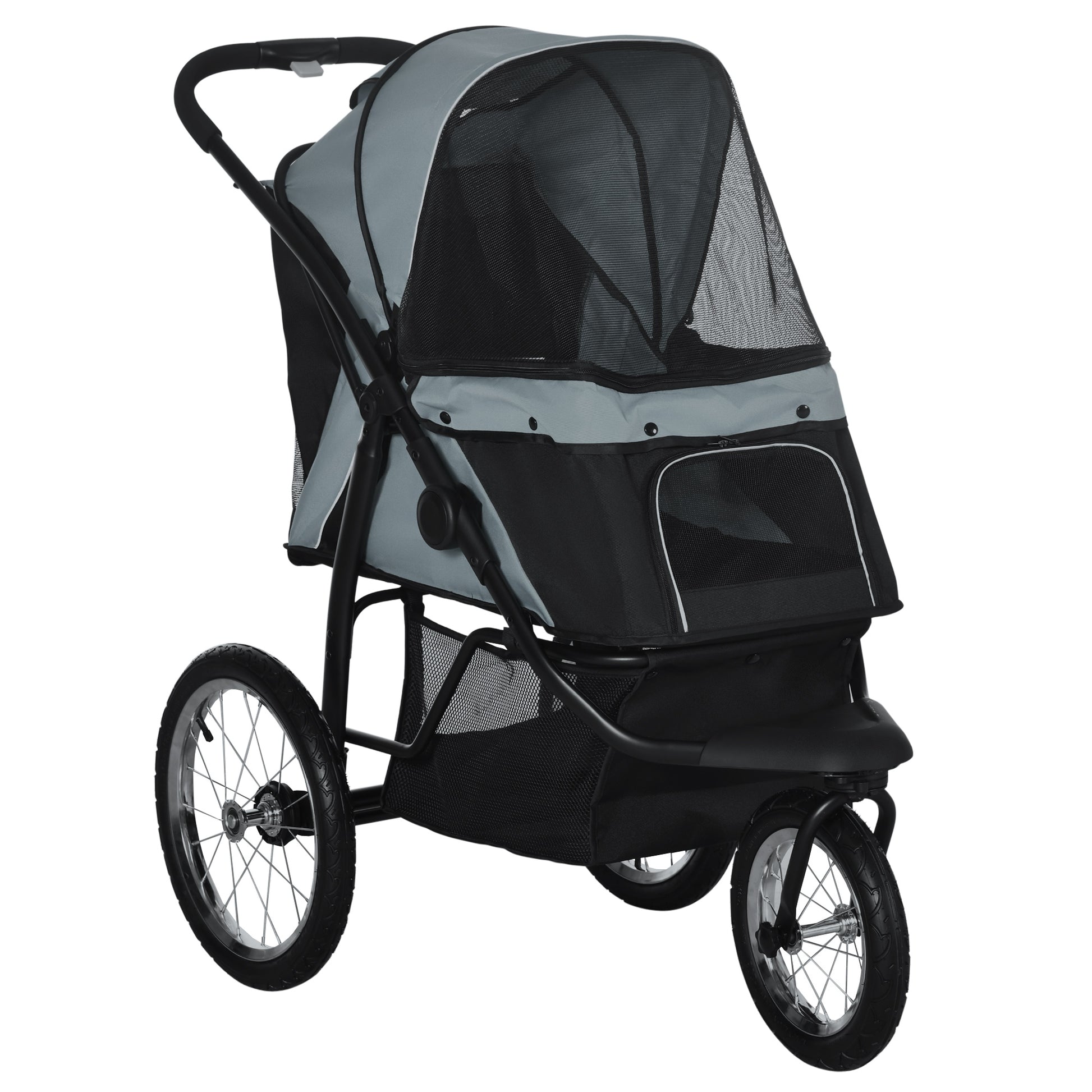 dog stroller wheels Pawhut Pet Stroller For Small And Medium Dogs, 3 Big Wheels Foldable C