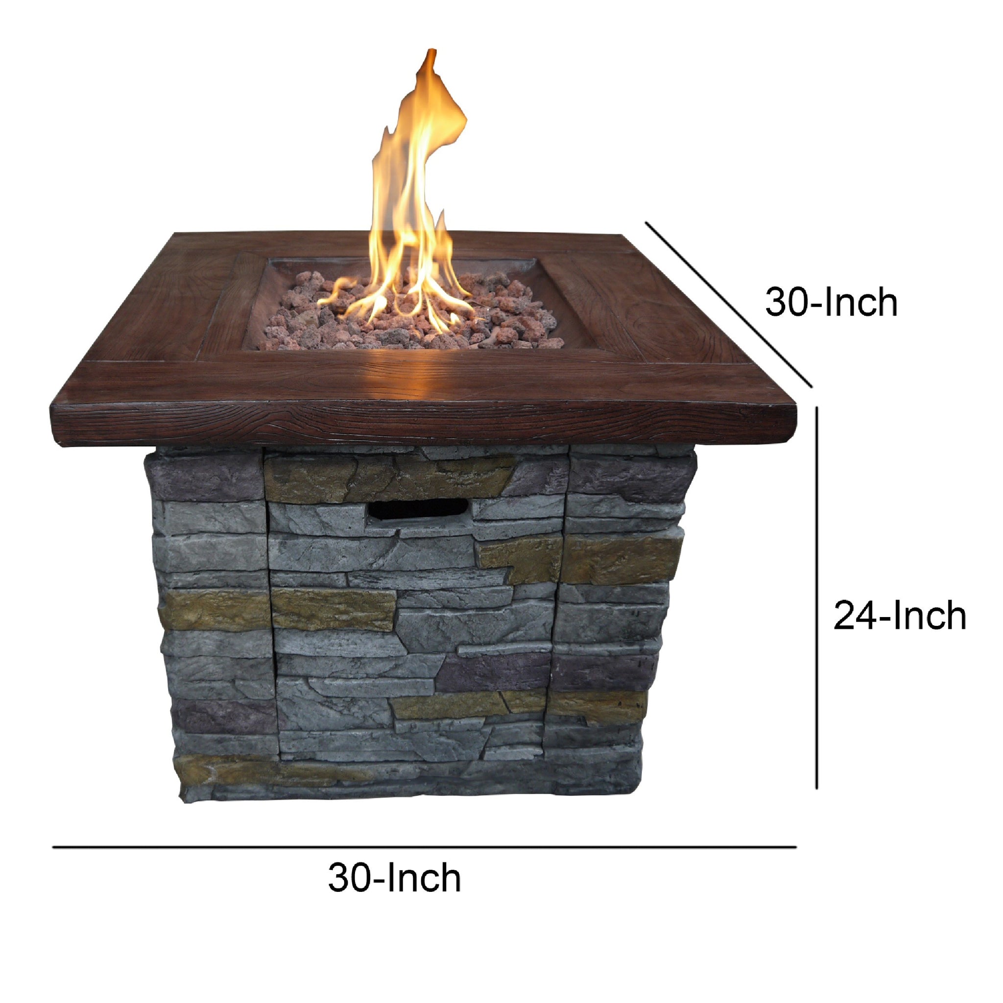 Gas Fire Pit with Lava Rocks and Control Panel,