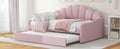 Full Size Upholstery Daybed Frame With Shall Shaped Backrest And Trundle,Pink Full Pink Upholstered