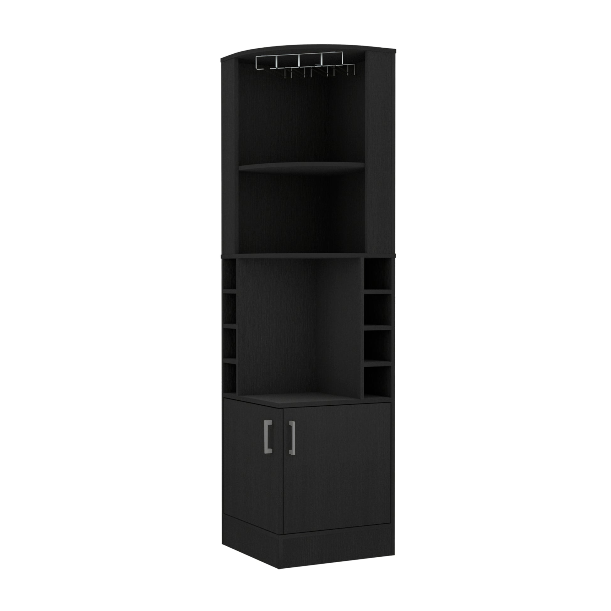 Wenzel 8 Bottle 2 Shelf Bar Cabinet Black Wengue 5 Or More Shelves Black Primary Living Space Open Storage Space Contemporary,Modern Particle Board