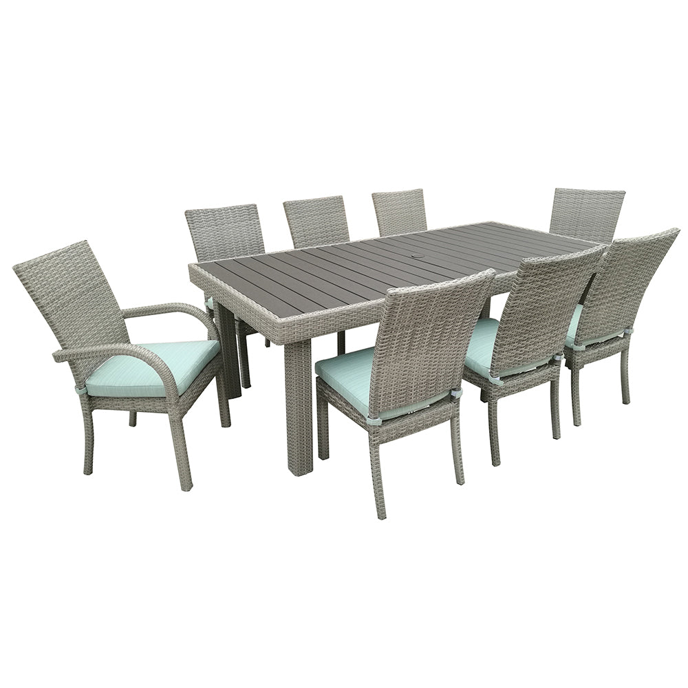 Balcones 9 Piece Outdoor Dining Table Set With 8 gray-aluminium-wicker