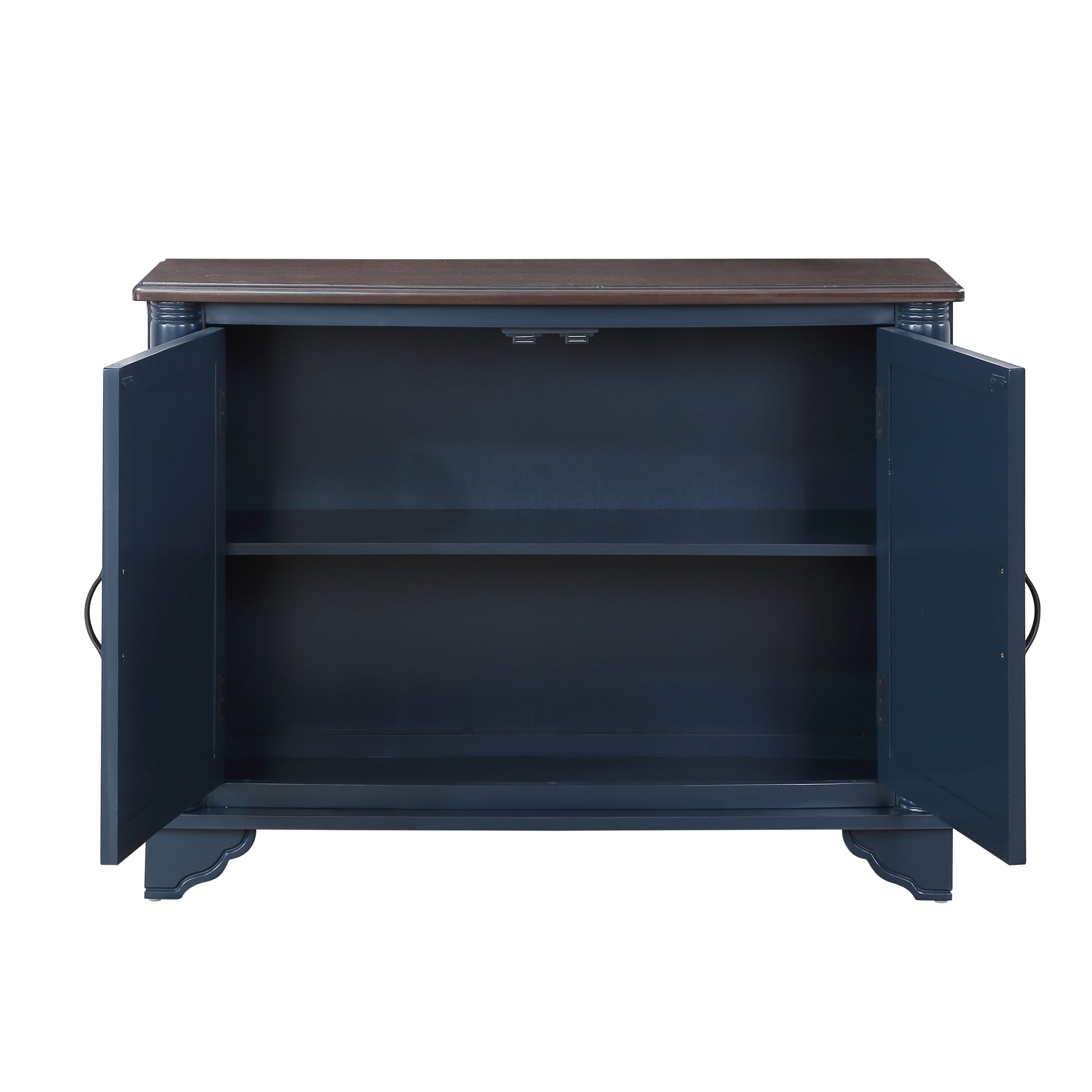 40" Console Table With Storage Shelf, Retro Entryway Table With Adjustable Storage Shelf, Sofa Couch Table For Hallway, Entry Way, Living Room, Foyer, Navy Blue And Brown Top Navy Blue Pine