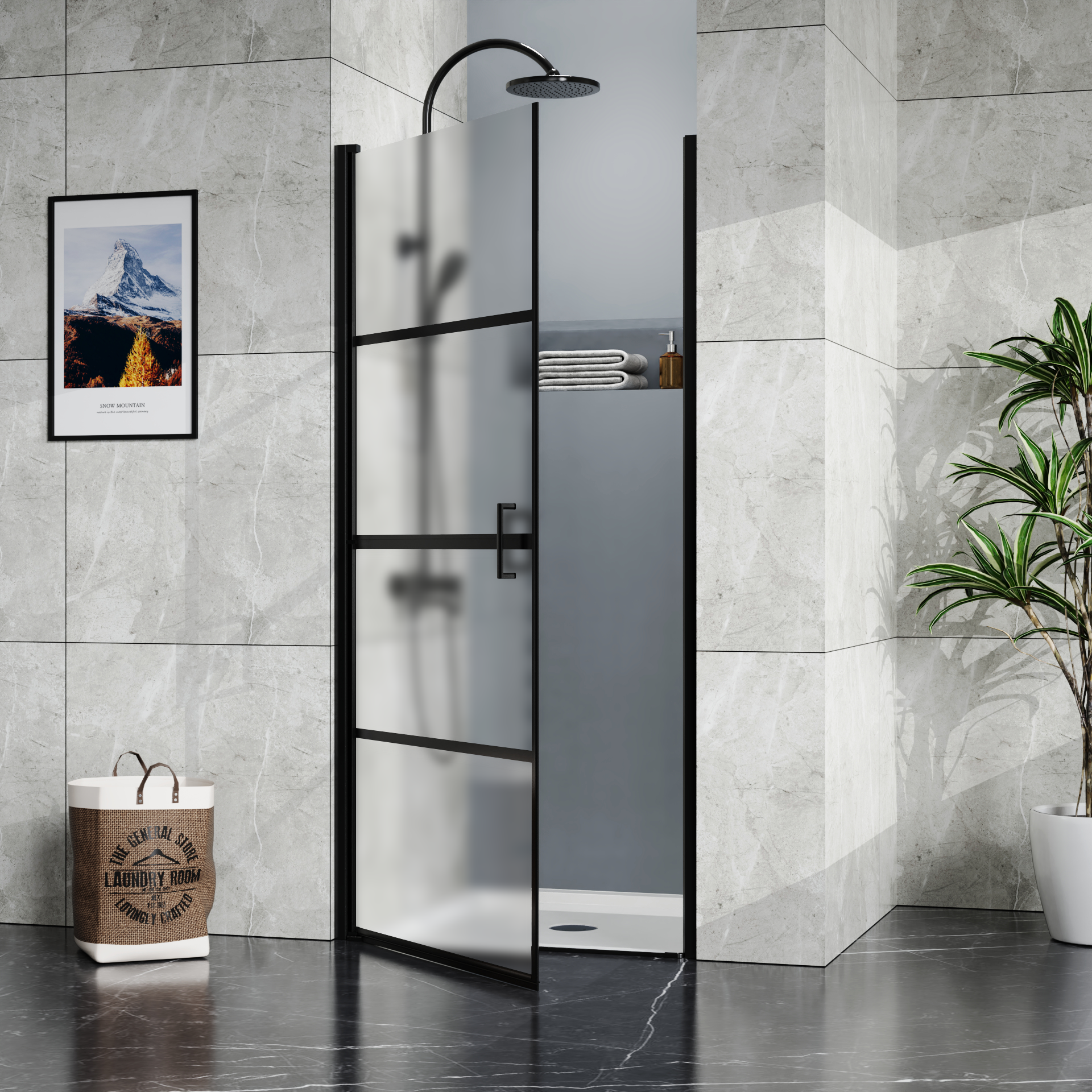 Goodyo Framed Hinged Shower Door,34"X72" Swing