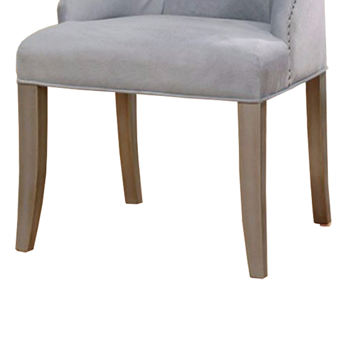 23 Inch Flannelette Dining Side Chair, Button Tufted, Set Of 2, Gray Gray Wood Fabric