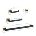 4 Piece Bathroom Hardware Set gold+matte black-stainless steel