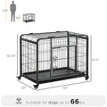 Pawhut Folding Design Heavy Duty Metal Dog Cage Crate & Kennel With Removable Tray And Cover, & 4 Locking Wheels, Indoor Outdoor 43