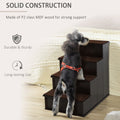 Pawhut Pet Stairs, Small Pet Steps With Cushioned Removable Covering For Dogs And Cats Up To 22 Lbs., Brown Brown Mdf