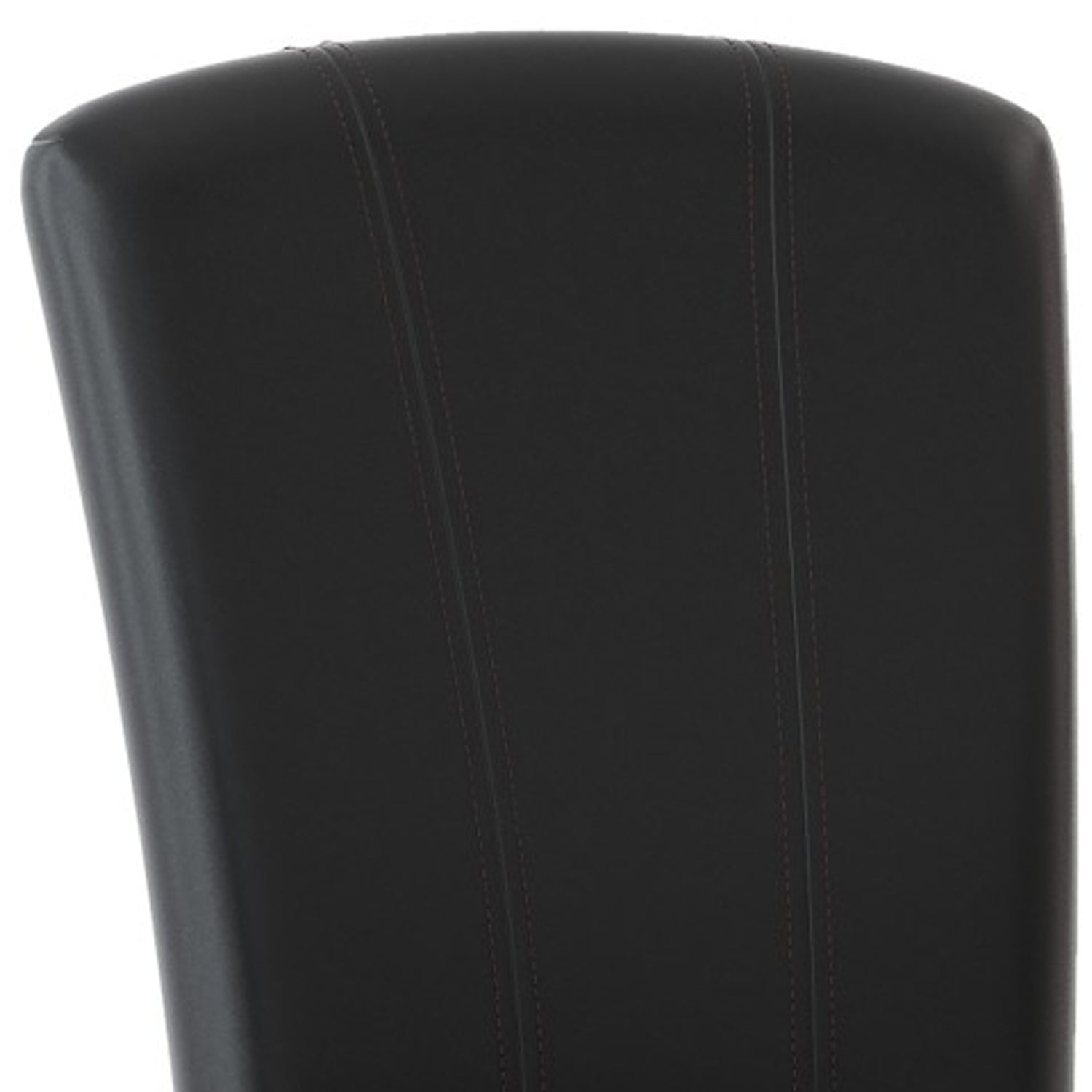 25 Inch Wood Side Chair, Curved Design, Black Vegan Faux Leather, Set Of 2 Black Wood Fabric