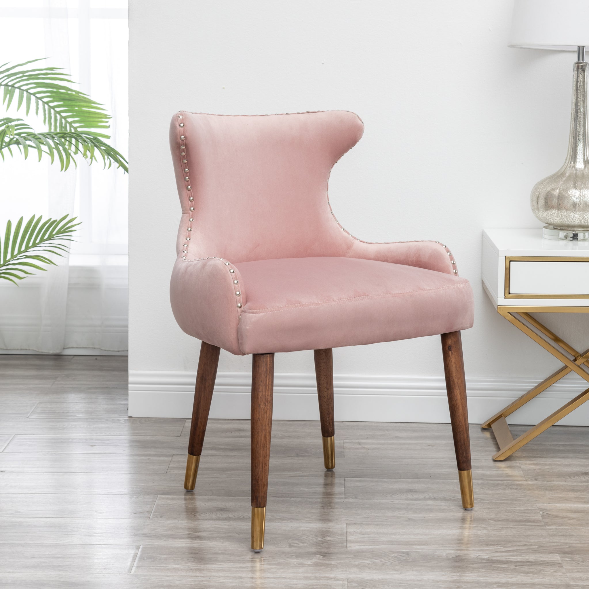Lindale Contemporary Velvet Upholstered Nailhead Trim pink-polyester