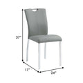 Side Chair With Flared Back And Tubular Legs, Set Of 2, Gray Gray Leather