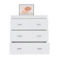 Topaz Three Drawer Dresser, Superior Top, Handles, White White Particle Board Particle Board