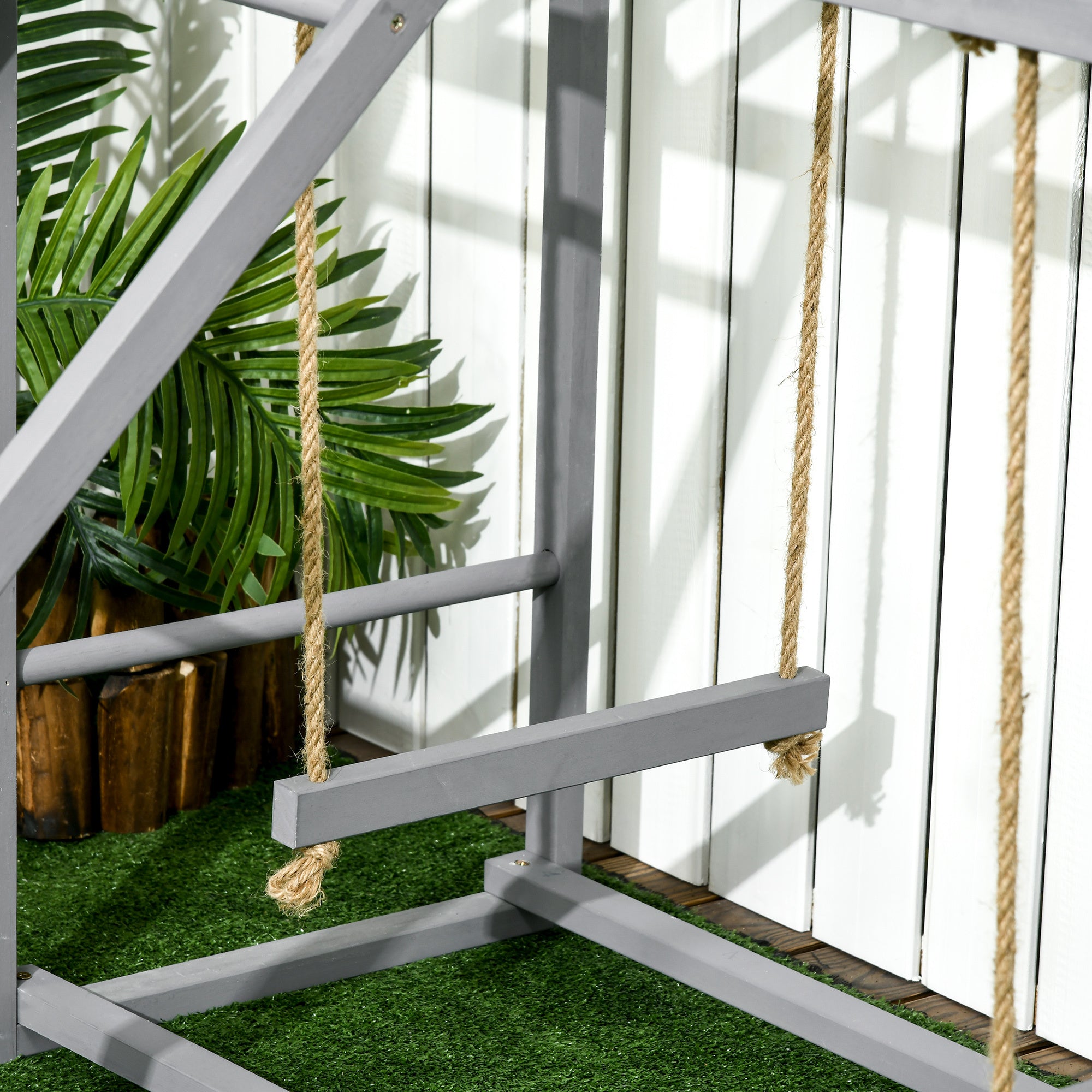 PawHut Chicken Activity Play with Swing Set for 3 4 gray-wood