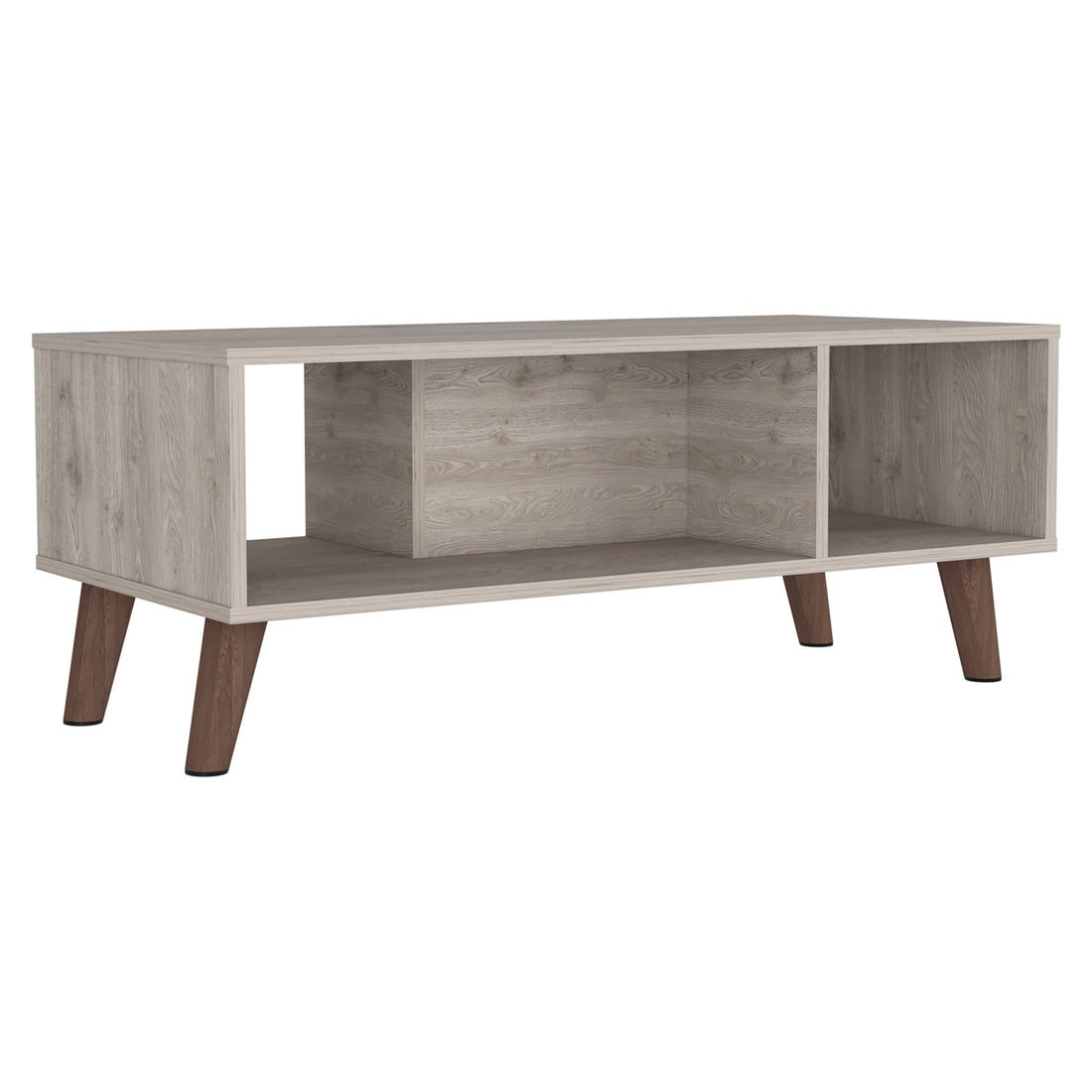 Siena Coffee Table, Two Open Shelves, Light Gray Gray Particle Board Particle Board